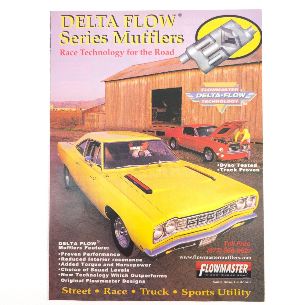 Flowmaster Delta Flow Muffler Print Ad Road Runner Mustang Garage Decor Wall Art
